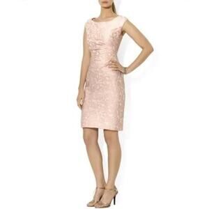 Lauren Ralph Lauren Pale Pink Ruched Side Sheath Dress Sz 16 Wedding